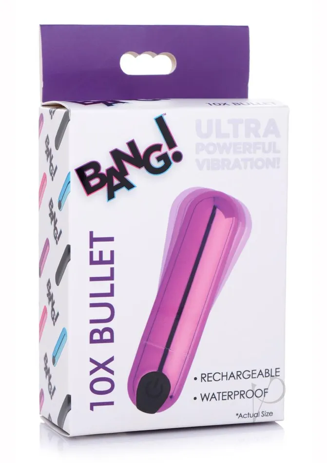 Bang Vibrators Bang 10X Vibrating Metallic Rechargeable Bullet Vibrator Purple Bang Vibrators Bang 10X Vibrating Metallic Rechargeable Bullet Vibrator Purple