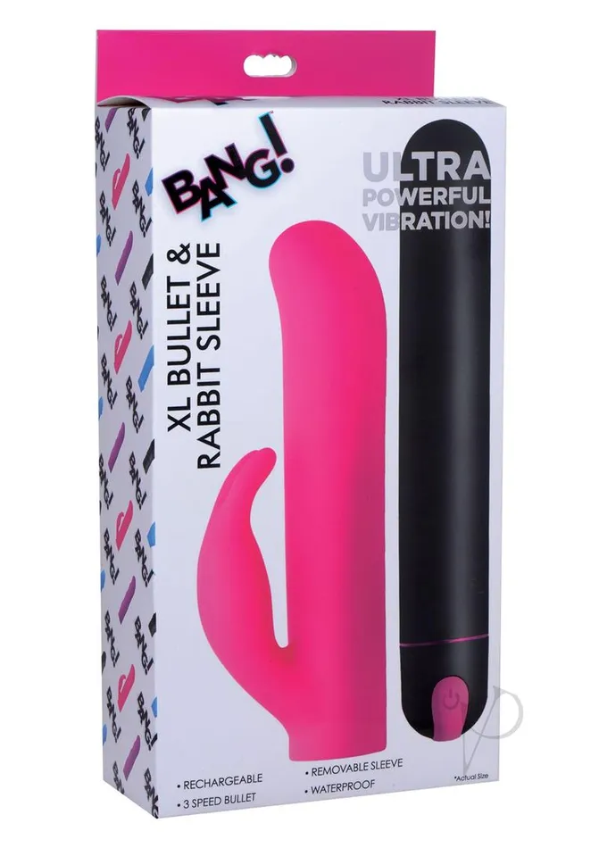 Bang Vibrators Bang XL Bullet and Rabbit Silicone Sleeve Set PinkBlack