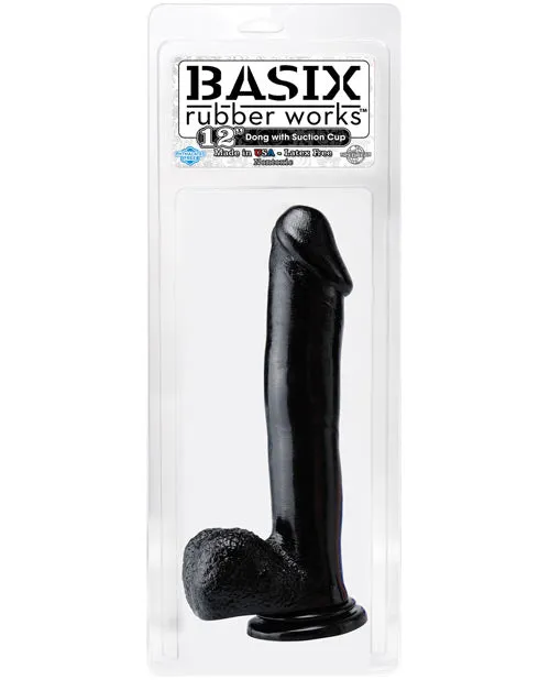 Basix Rubber Works Dildos Basix Rubber Works Dong with Suction Cup 12in Black