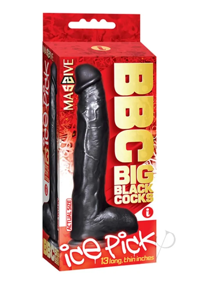 BBC Big Black Cocks Ice Pick Realistic Dildo 13in Black Bb Cs Dildos
