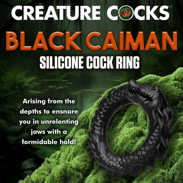 Black Caiman Silicone Cock Ring Creature Cocks Male Sex Toys