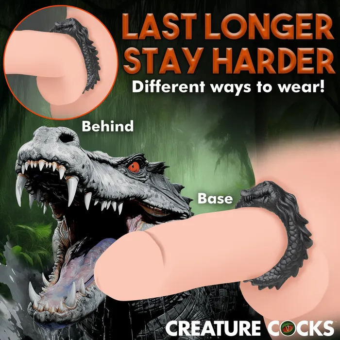Black Caiman Silicone Cock Ring Creature Cocks Male Sex Toys