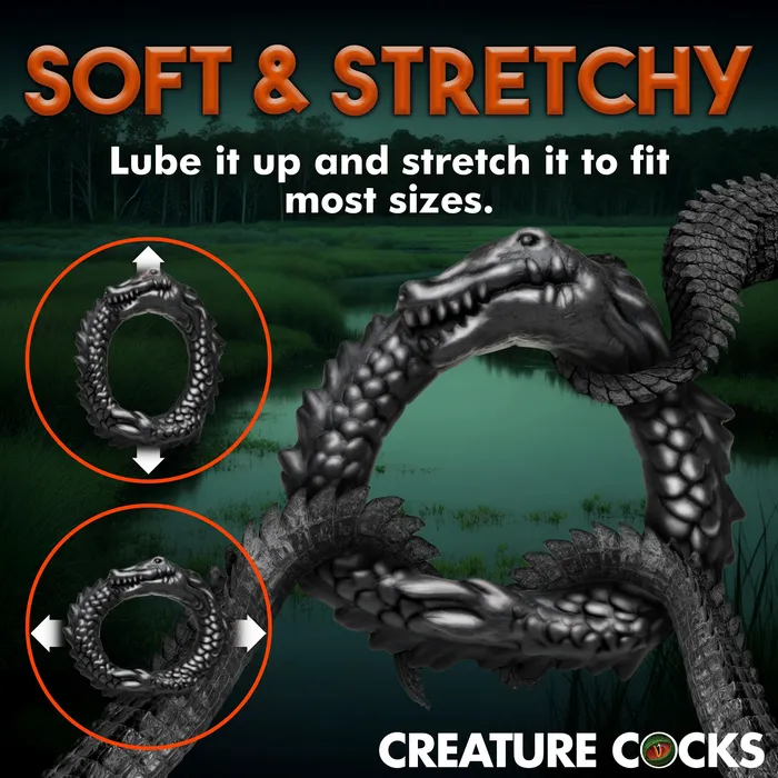Black Caiman Silicone Cock Ring Creature Cocks Male Sex Toys