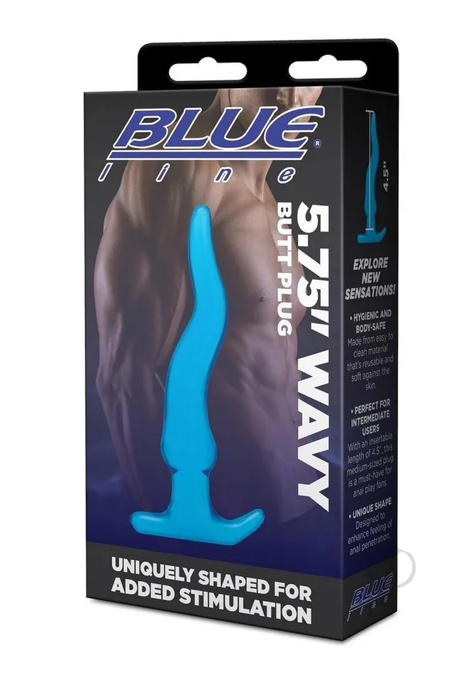 Blue Line Cand B Gear Anal Blue Line Wavy Butt Plug Blue