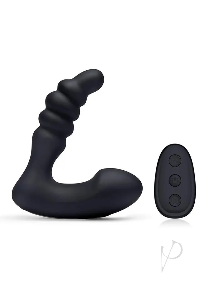 Blue Line Prodder Silicone Rechargeable Sphincter Training Prostate Stimulator with Remote Control Black Blue Line Cand B Gear Anal