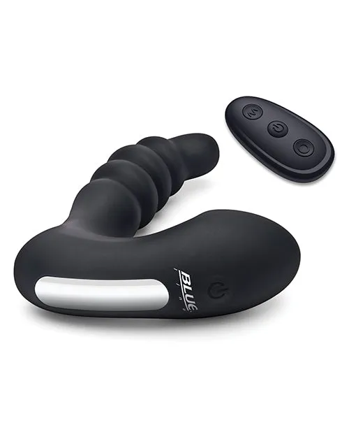 Blue Line Prodder Silicone Rechargeable Sphincter Training Prostate Stimulator with Remote Control Black Blue Line Cand B Gear Anal