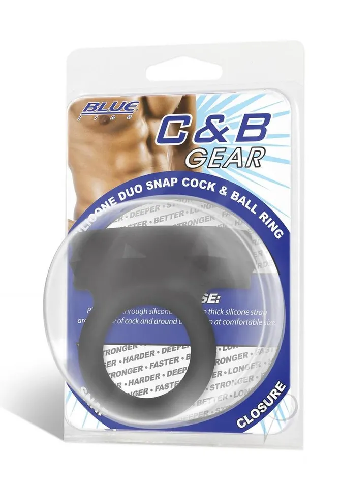 Blueline Silicone Duo Snap Cock and Ball Ring Black Blue Line Cand B Gear Male Sex Toys Blueline Silicone Duo Snap Cock and Ball Ring Black Blue Line Cand B Gear Male Sex Toys