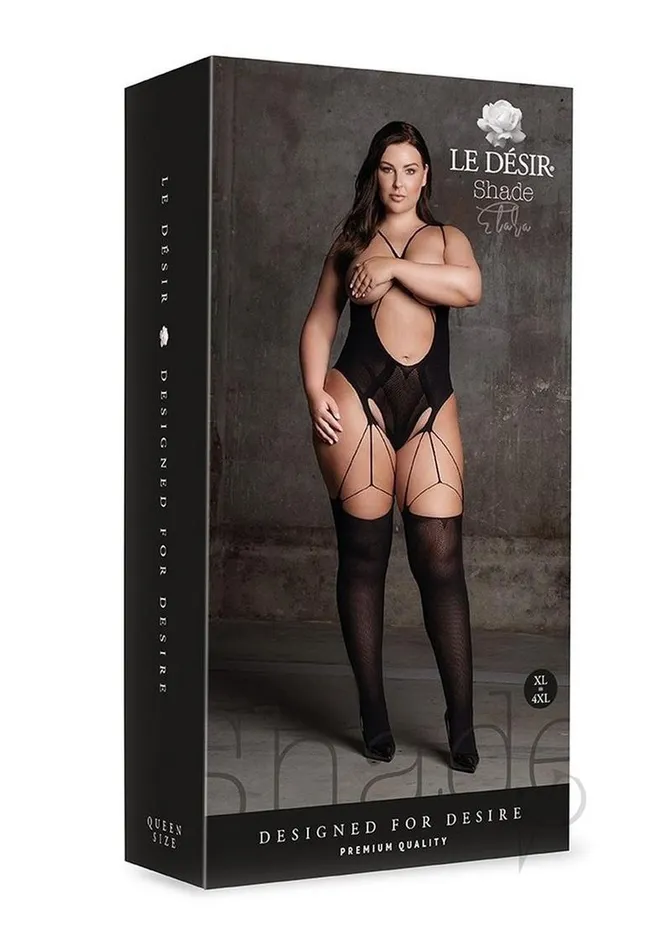 Bodystockings Playsuits Le Desir Shade Elara VII Bodystocking with Open Cups Queen Black Le Desir