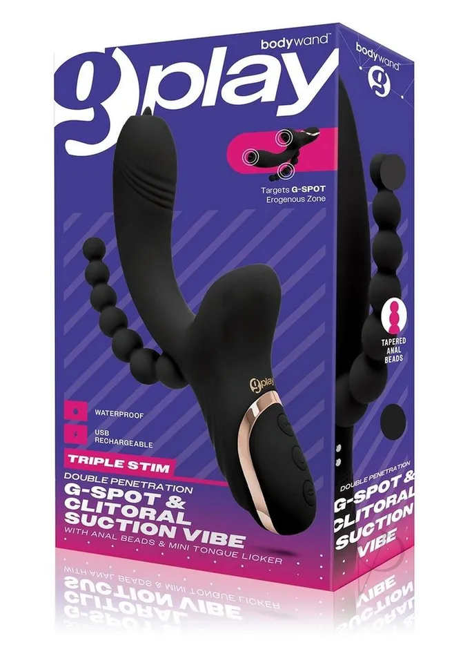 Bodywand Female Sex Toys Bodywand GPlay Rechargeable Silicone GSpot and Suction Vibrator with Anal Beads Black Bodywand Female Sex Toys Bodywand GPlay Rechargeable Silicone GSpot and Suction Vibrator with Anal Beads Black