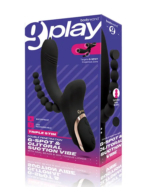 Bodywand Female Sex Toys Bodywand GPlay Rechargeable Silicone GSpot and Suction Vibrator with Anal Beads Black Bodywand Female Sex Toys Bodywand GPlay Rechargeable Silicone GSpot and Suction Vibrator with Anal Beads Black