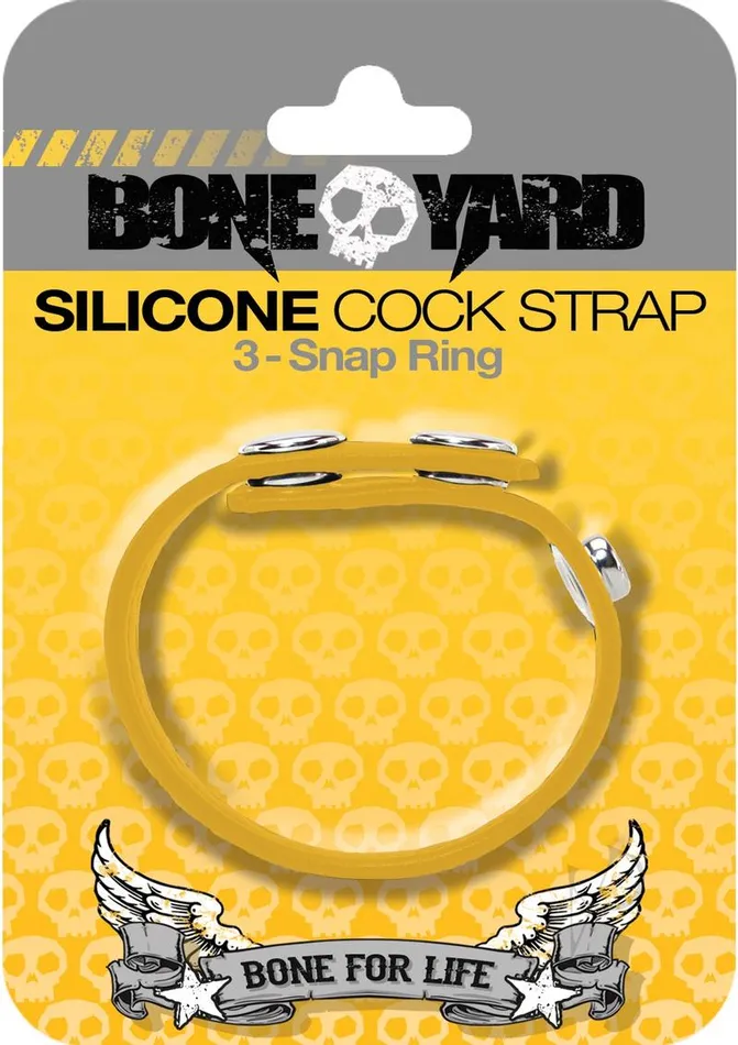 Boneyard Male Sex Toys Boneyard Silicone Cock Strap 3Snap Ring Yellow