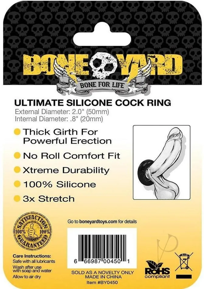 Boneyard Ultimate Silicone Cock Ring 2in Black Boneyard Male Sex Toys
