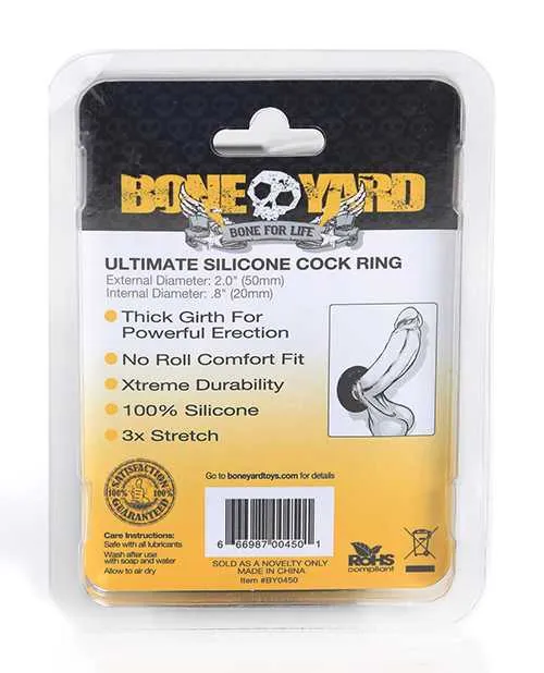 Boneyard Ultimate Silicone Cock Ring 2in Black Boneyard Male Sex Toys