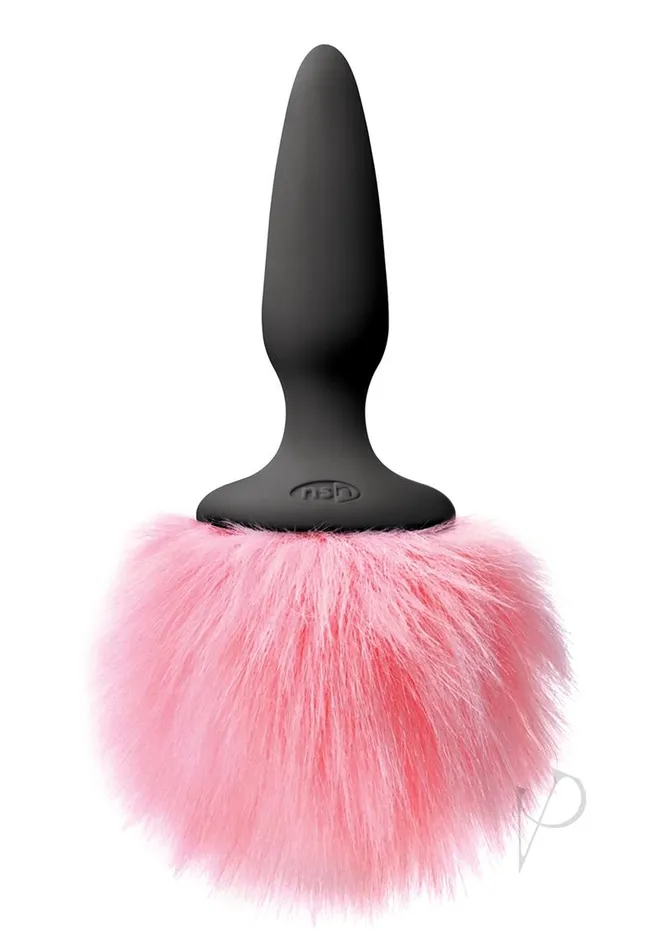 Bunny Tails Anal Bunny Tails Mini Silicone Butt Plug Pink Fur Black