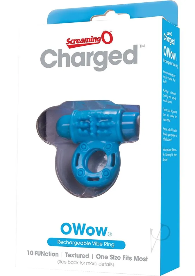 Charged OWow Rechargeable Vibe Ring Waterproof Blue Charged Vibrators