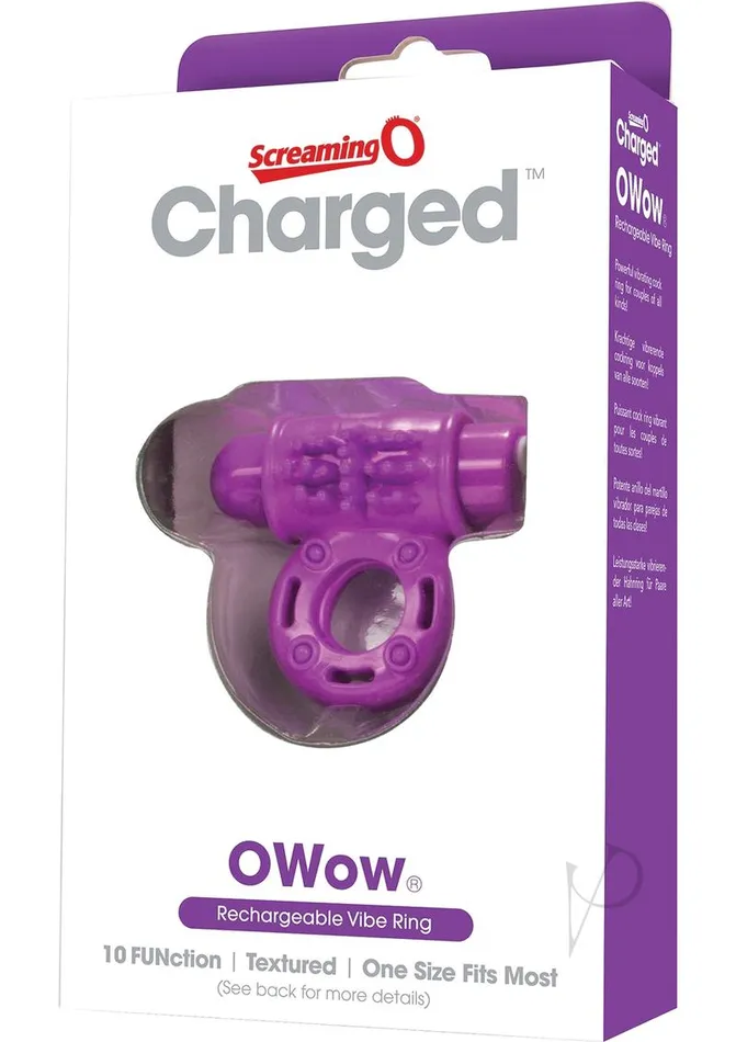 Charged OWow Rechargeable Vibrating Ring Waterproof Purple Charged Male Sex Toys Charged OWow Rechargeable Vibrating Ring Waterproof Purple Charged Male Sex Toys