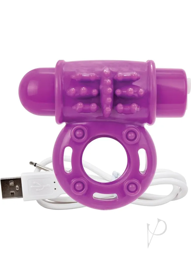 Charged OWow Rechargeable Vibrating Ring Waterproof Purple Charged Male Sex Toys