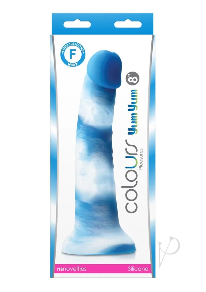 Colours Pleasures Yum Yum Silicone Dildo 8in BlueWhite Colours Dildos