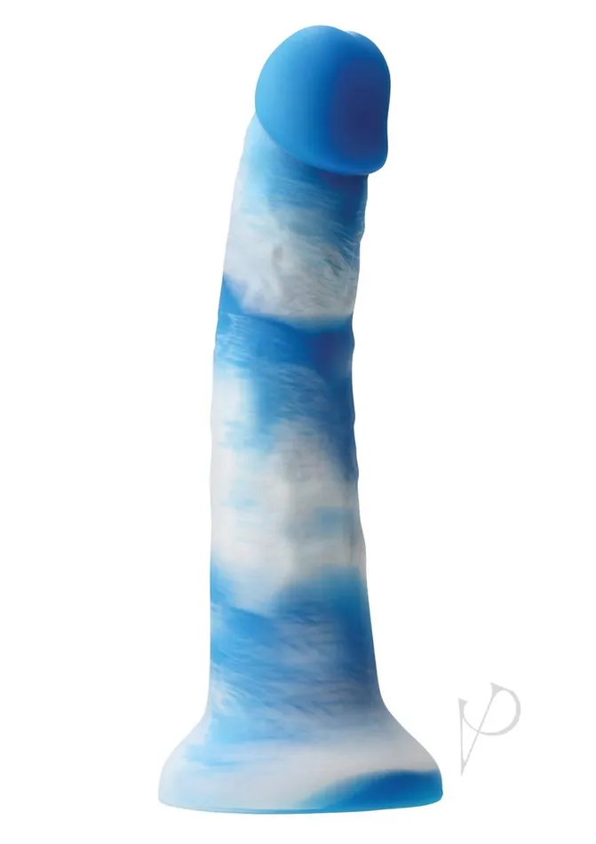 Colours Pleasures Yum Yum Silicone Dildo 8in BlueWhite Colours Dildos