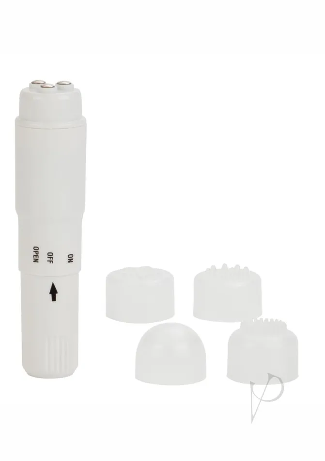 Compact Personal Travel Massager with 4 Interchangeable Heads White Bullets Female Sex Toys Compact Personal Travel Massager with 4 Interchangeable Heads White Bullets Female Sex Toys