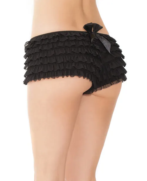 Coquette Ruffle Shorts wBack Bow Detail Black OS Anal Coquette Ruffle Shorts wBack Bow Detail Black OS Anal