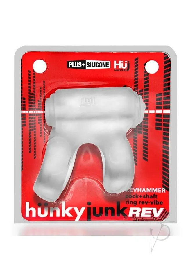 Couples Hunkyjunk Revhammer Reverb Shaft Vibrating Cock Ring Clear Ice