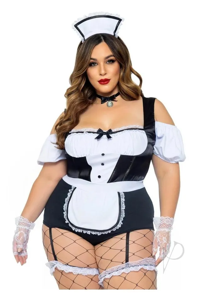 Couples Leg Avenue Leg Avenue Foxy Frenchie Garter Bodysuit with Attached Apron Choker and Hat Headband 3 Piece 3X4X BlackWhite Couples Leg Avenue Leg Avenue Foxy Frenchie Garter Bodysuit with Attached Apron Choker and Hat Headband 3 Piece 3X4X BlackWhite