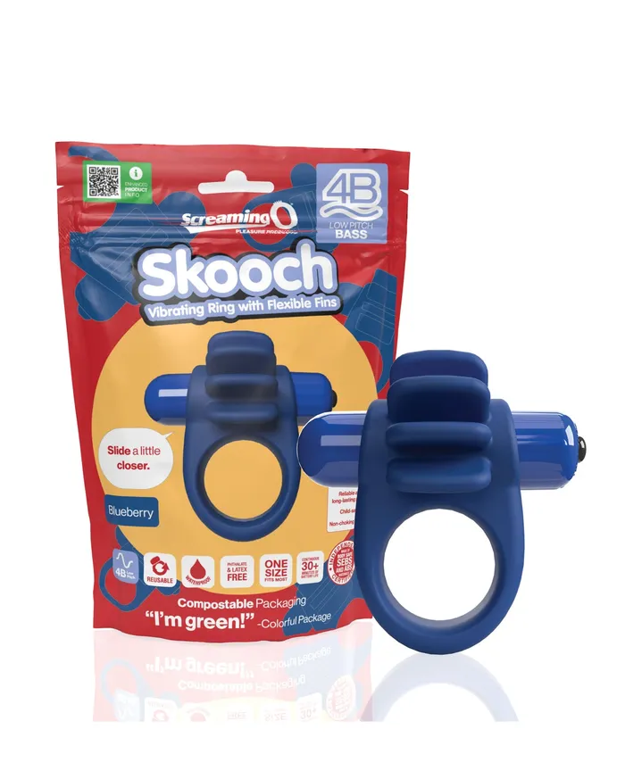 Couples Screaming O 4B Skooch Vibrating Cock Ring Blueberry