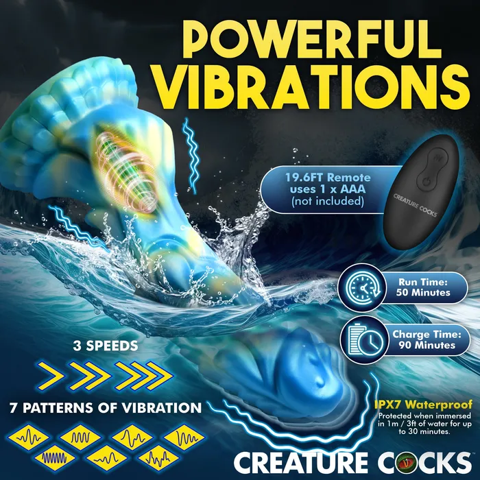 Creature Cocks Female Sex Toys Sea Stallion Vibrating Silicone Dildo with Remote