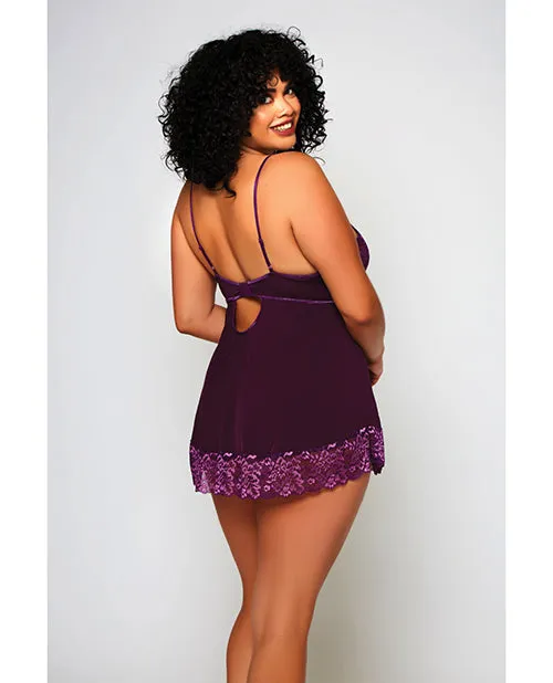 Cross Dye Lace Microfiber Babydoll GString Purple 2X Icollection Lingerie Vibrators Cross Dye Lace Microfiber Babydoll GString Purple 2X Icollection Lingerie Vibrators