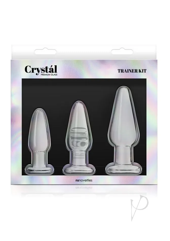 Crystal Premium Glass Trainer Kit Butt Plug Set Clear Crystal Anal