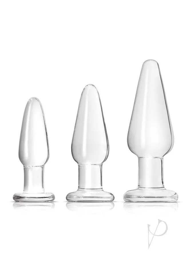 Crystal Premium Glass Trainer Kit Butt Plug Set Clear Crystal Anal