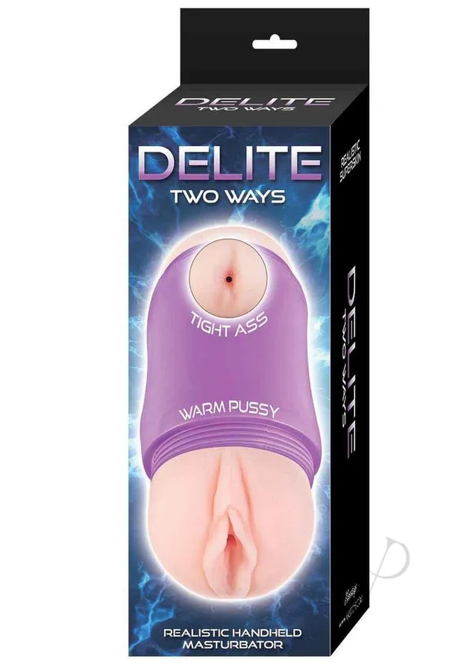 Delite Male Sex Toys Delite Two Ways Vagina and Ass Masturbator VanillaBlue