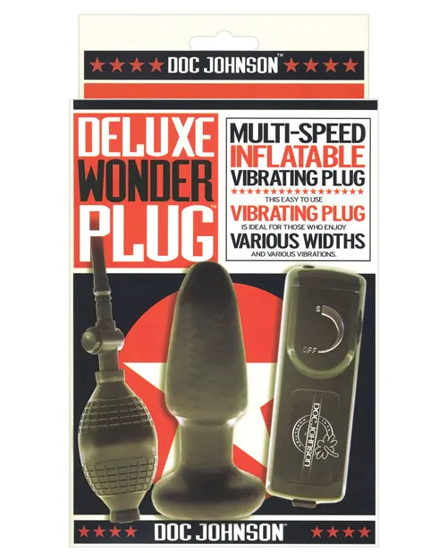 Deluxe Wonder Plug Inflatable Silicone Vibrating Butt Plug with Wired Remote Control Black Doc Johnson Anal Deluxe Wonder Plug Inflatable Silicone Vibrating Butt Plug with Wired Remote Control Black Doc Johnson Anal