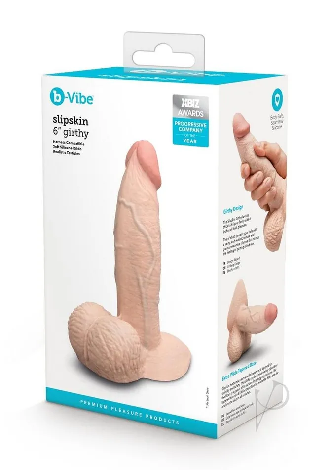 Dildos BVibe Slipskin Realistic Silicone Girthy Dildo 6in Vanilla B Vibe Dildos BVibe Slipskin Realistic Silicone Girthy Dildo 6in Vanilla B Vibe