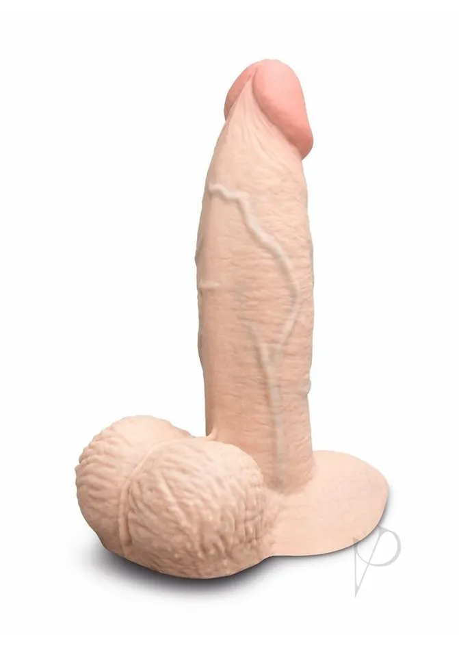 Dildos BVibe Slipskin Realistic Silicone Girthy Dildo 6in Vanilla B Vibe