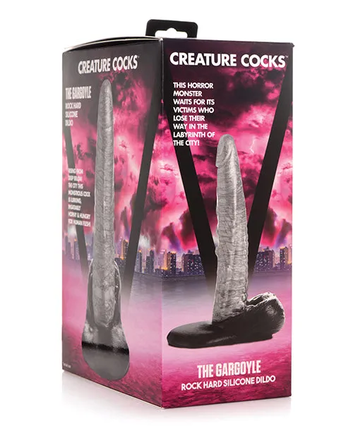 Dildos Creature Cocks Creature Cocks The Gargoyle Rock Hard Silicone Dildo 93in SilverBlack