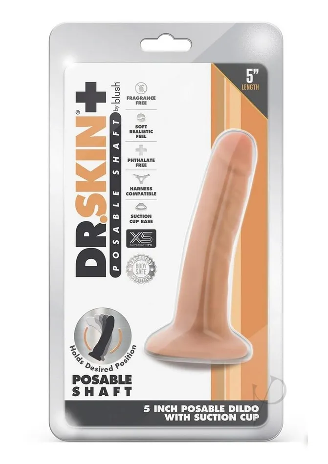 Dildos Dr Skin Plus Gold Collection Posable Dildo 5in Vanilla Dr Skin