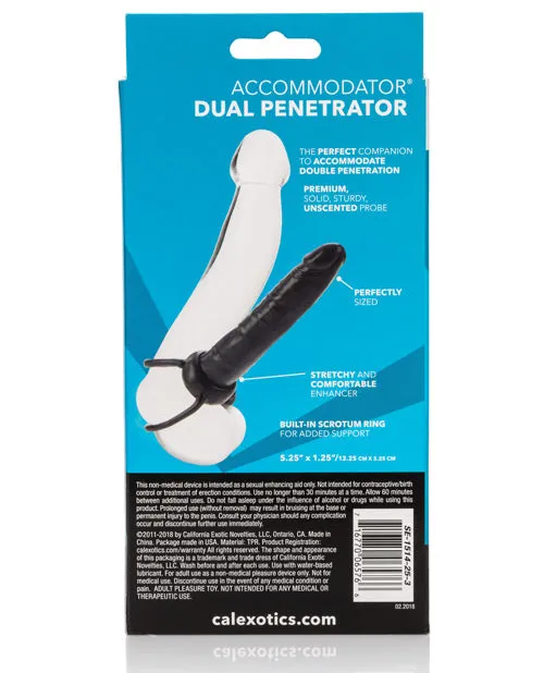 Dildos Extensions Accommodator Dual Penetrator Dildo Cock Ring Black
