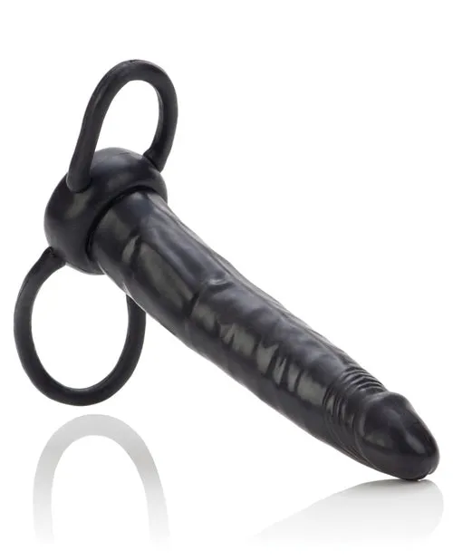 Dildos Extensions Accommodator Dual Penetrator Dildo Cock Ring Black