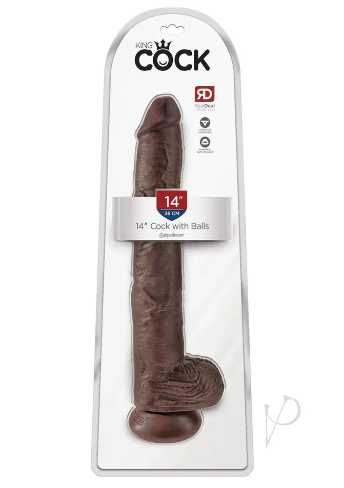 Dildos King Cock King Cock Dildo with Balls 14in Chocolate