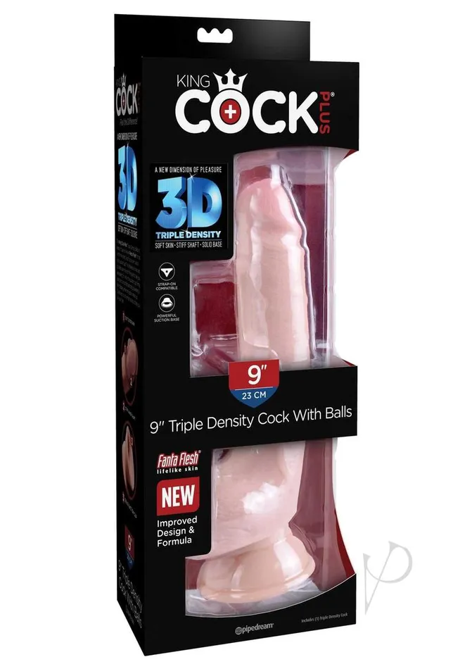 Dildos King Cock King Cock Plus Triple Density Dildo with Balls 9in Vanilla Dildos King Cock King Cock Plus Triple Density Dildo with Balls 9in Vanilla
