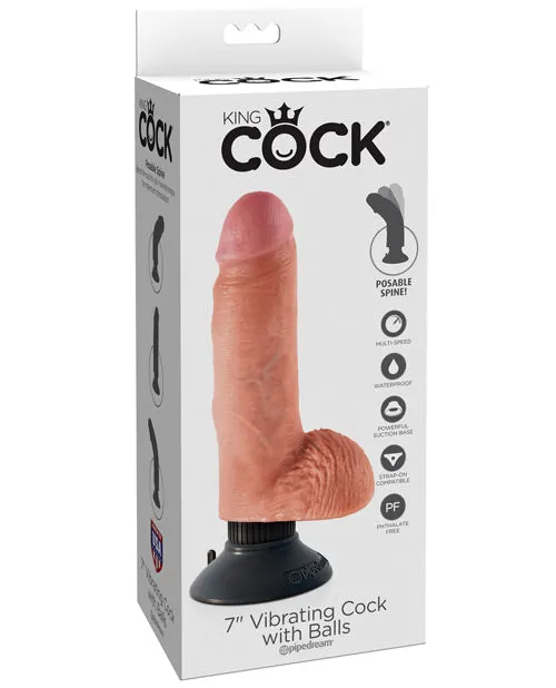 Dildos King Cock King Cock Vibrating Dildo with Balls 7in Vanilla
