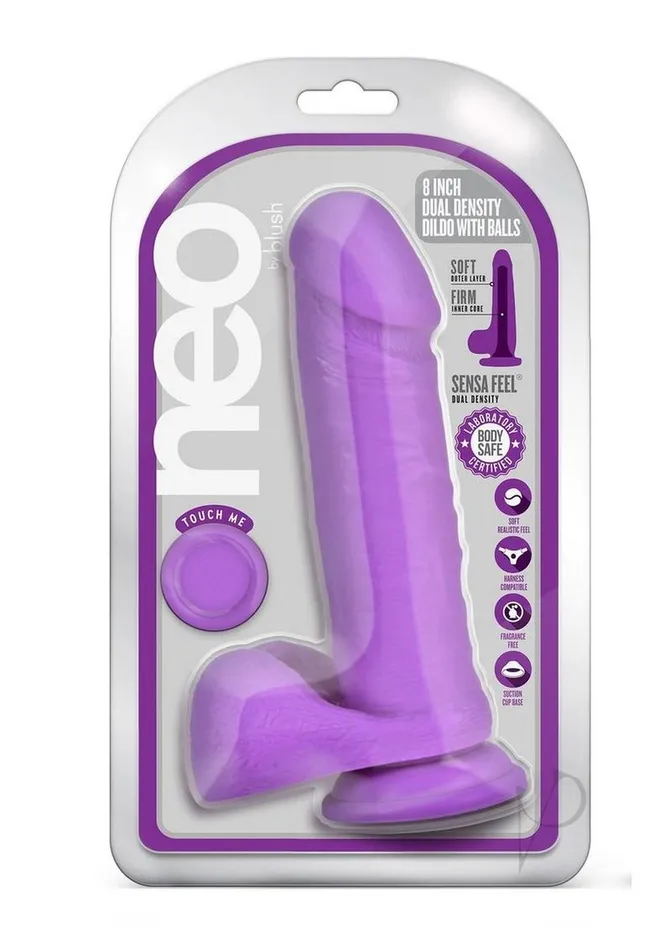 Dildos Neo Dual Density Dildo 8in Neon Purple Neo