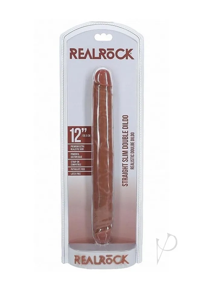Dildos Real Rock RealRock Realistic Skin Slim Double Ended Dong 12in Tan