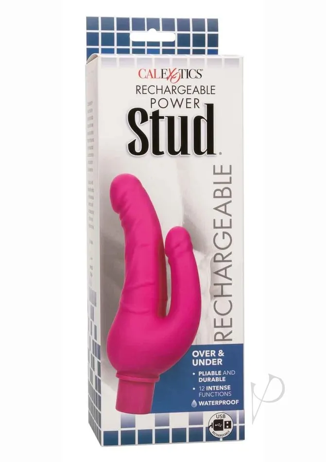 Dildos Studs Rechargeable Power Stud Over and Under Silicone Vibrating Double Dong Pink Dildos Studs Rechargeable Power Stud Over and Under Silicone Vibrating Double Dong Pink