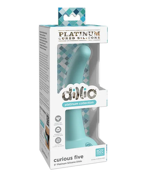 Dillio Platinum Curious Five Silicone Dildo 5in Teal Dillio Dildos