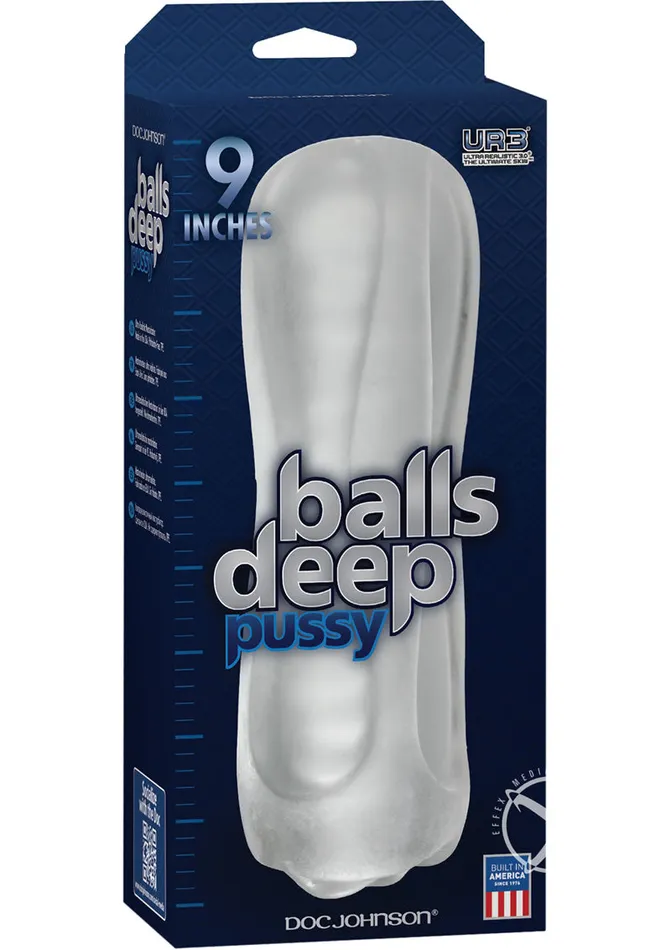 Doc Johnson Balls Deep Ultraskyn Masturbator Pussy Frost Male Sex Toys