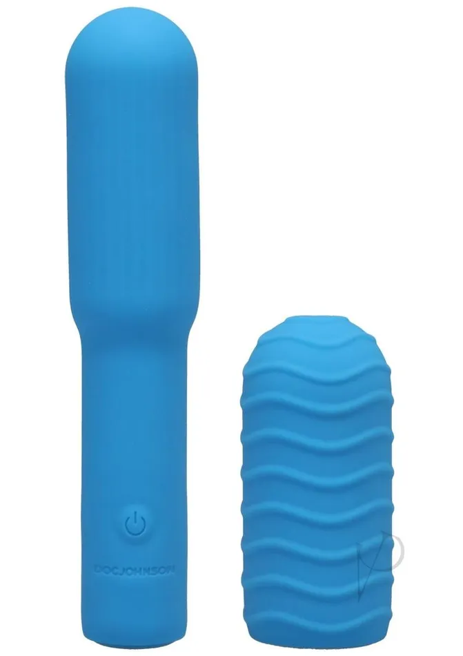 Doc Johnson Pocket Rocket Elite Silicone Rechargeable Mini Vibrator With Removable Sleeve Sky Blue Female Sex Toys Doc Johnson Pocket Rocket Elite Silicone Rechargeable Mini Vibrator With Removable Sleeve Sky Blue Female Sex Toys