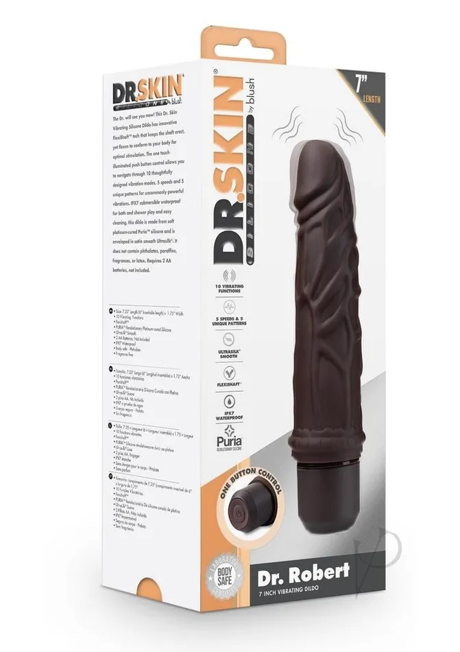Dr Skin Female Sex Toys Dr Skin Platinum Collection Silicone Dr Robert Vibrating Dildo 7in Chocolate Dr Skin Female Sex Toys Dr Skin Platinum Collection Silicone Dr Robert Vibrating Dildo 7in Chocolate